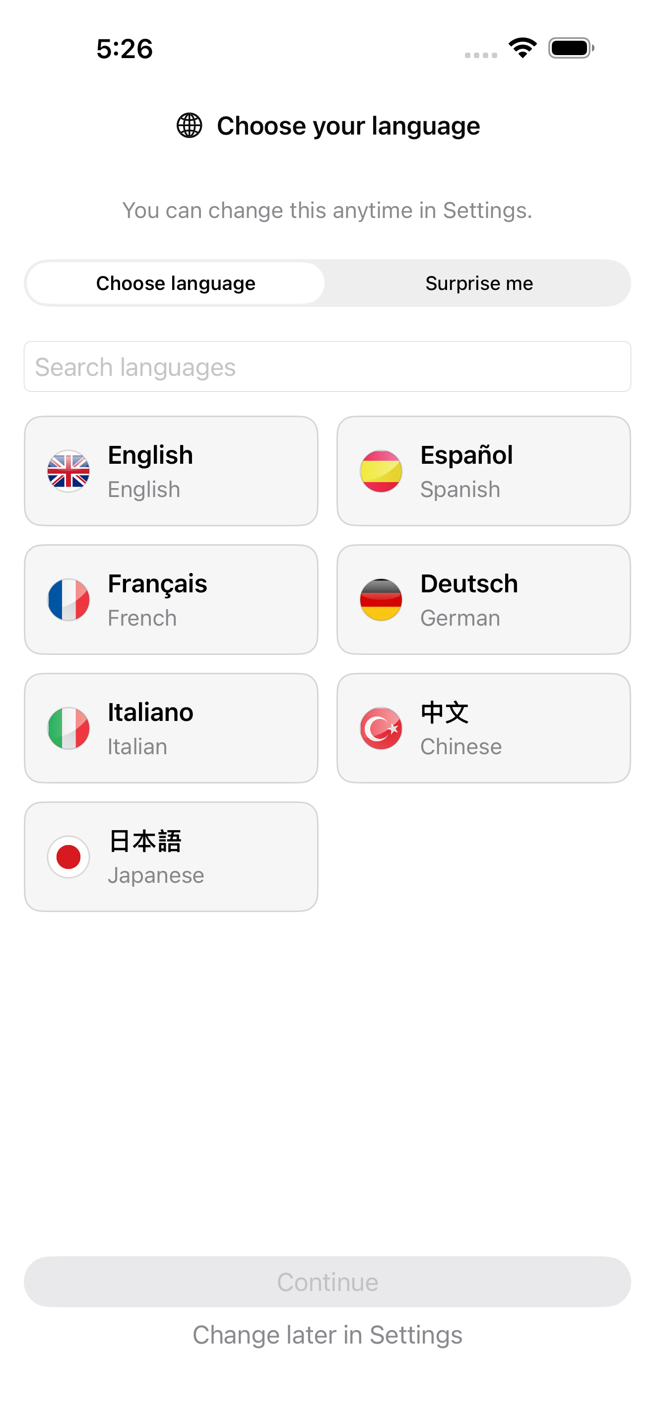 Choose from 7 languages